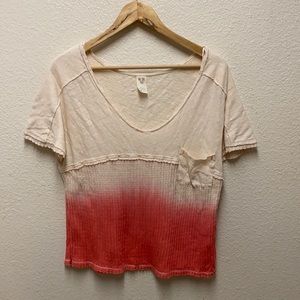 Free People Sun Dial Dip Dyed Ombre Short Sleeve Top XS